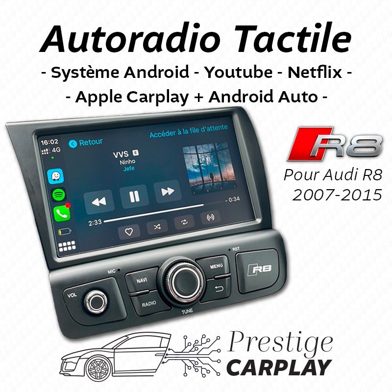 Autoradio Carplay - Audi R8 - Noir Origine